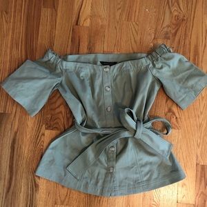 Banana Republic Green Off the Shoulder Top